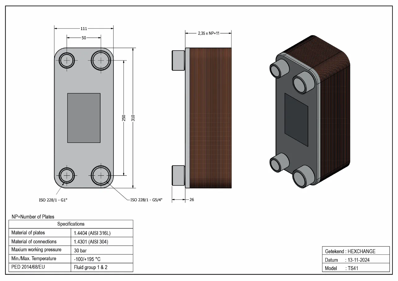Technical drawing with the dimensions of TS41-18M